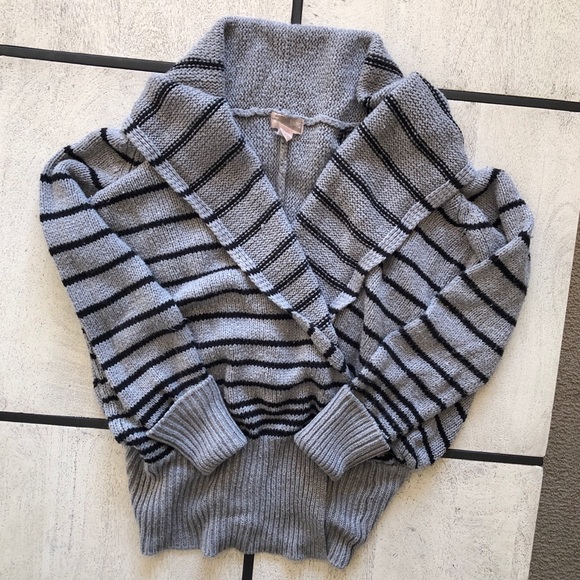 Striped Wrap-front Sweater - Picture 2 of 7